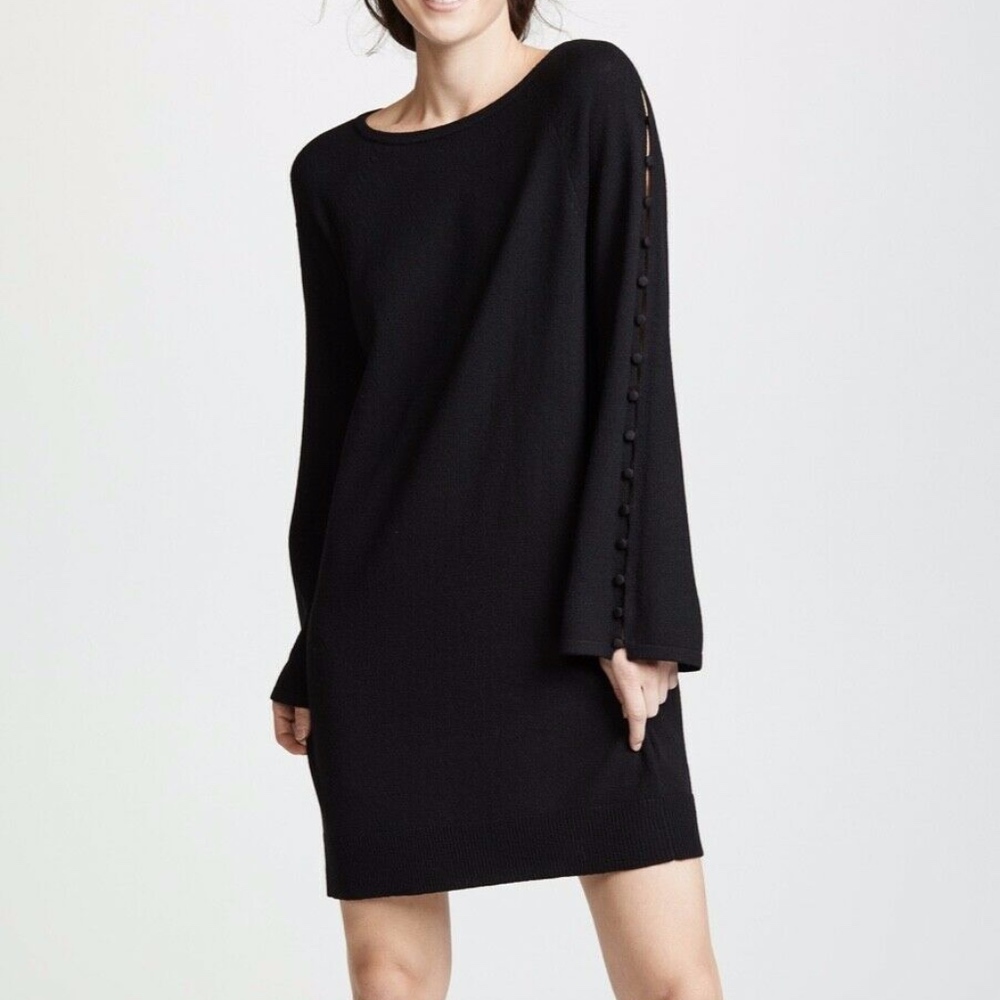 NWT $348 Equipment Booker Black Sweater Dress with Button Detail - XXS and XS!